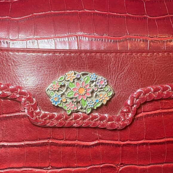 BUENO Burgundy Faux Croc Weekender Travel Bag Detachable Strap OS - Picture 9 of 14